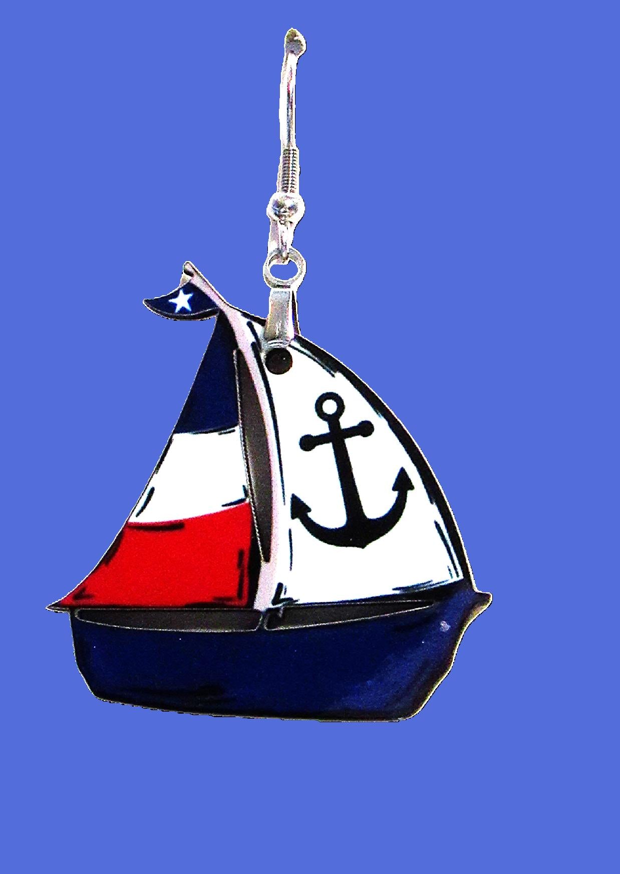 Sailboat Shaped Sublimated Earrings 1.5 inch
