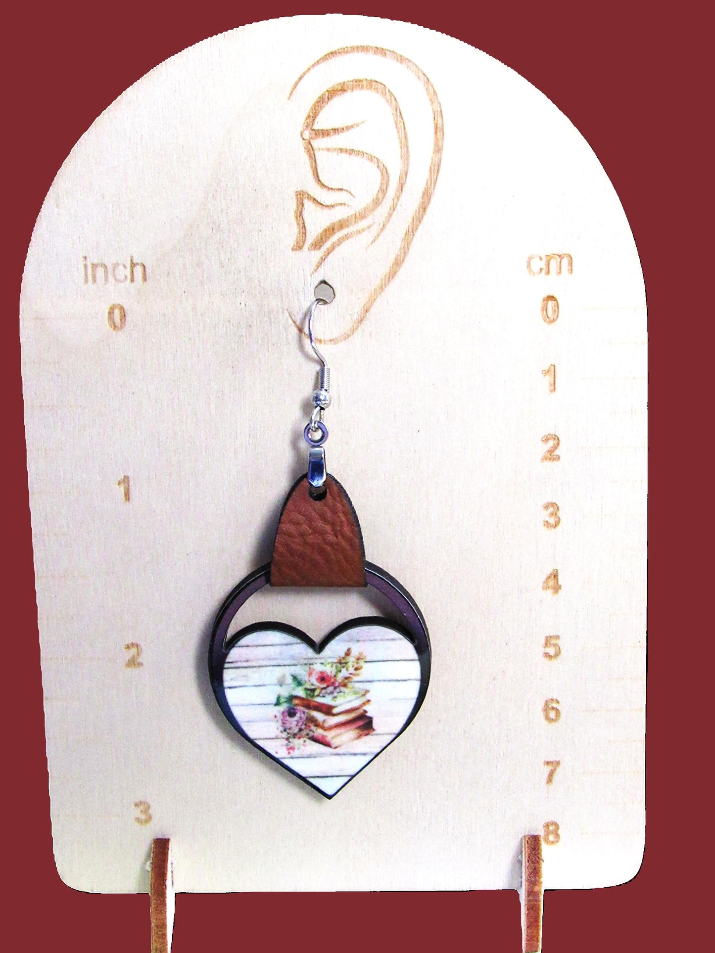 Round Heart Shaped Sublimated Earring