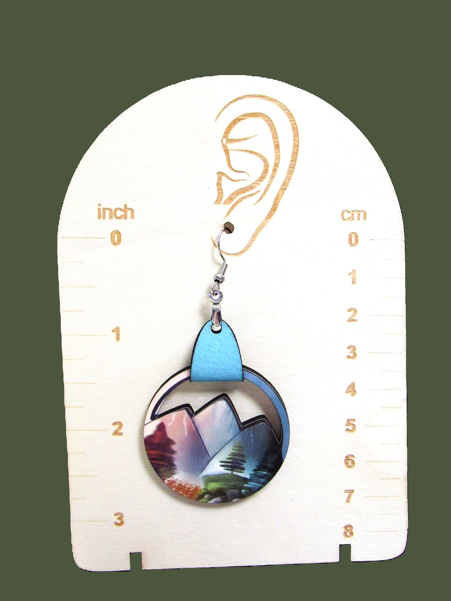 Round Mountain Shaped Sublimated Earrings