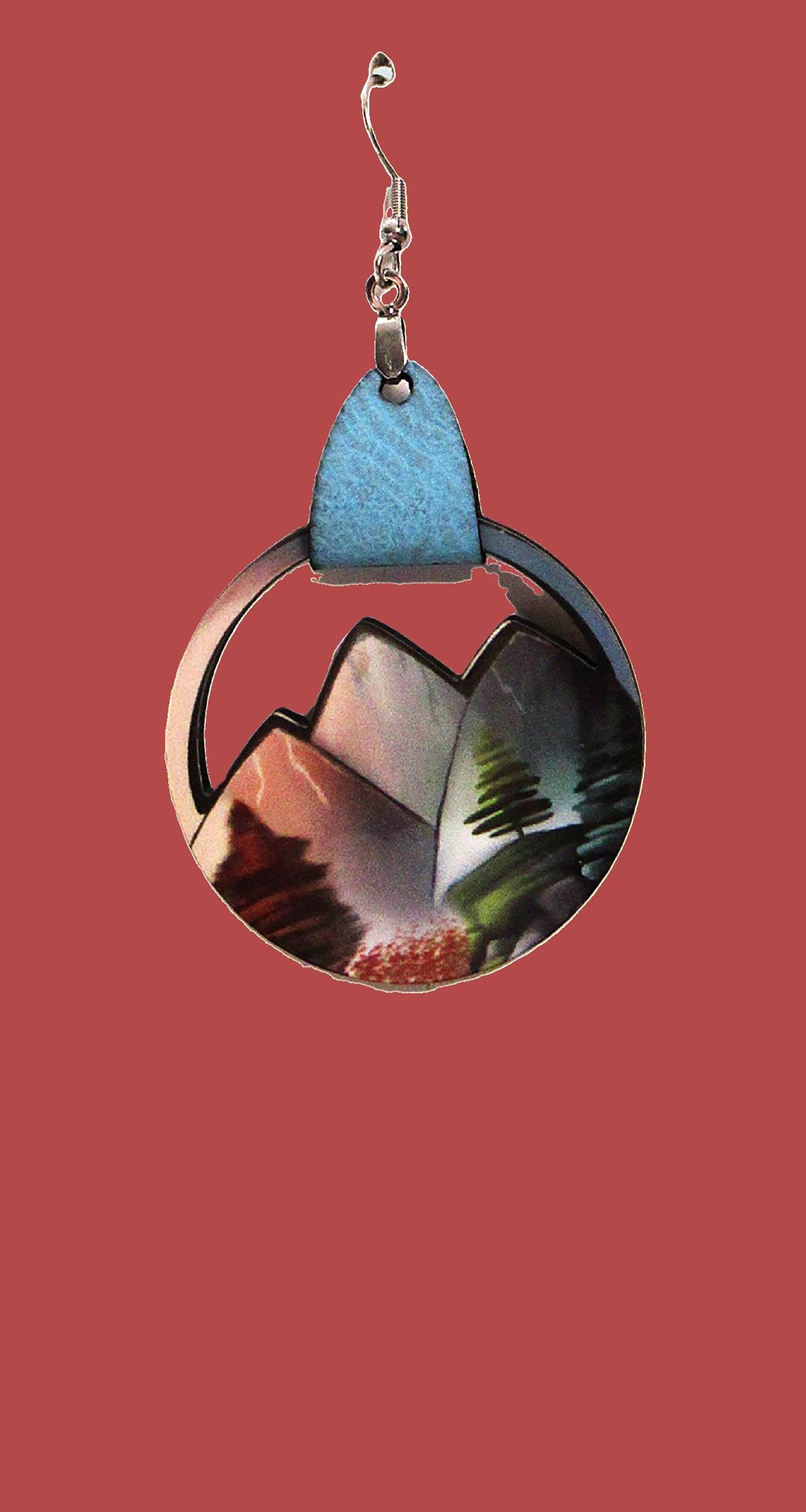 Round Mountain Shaped Sublimated Earrings