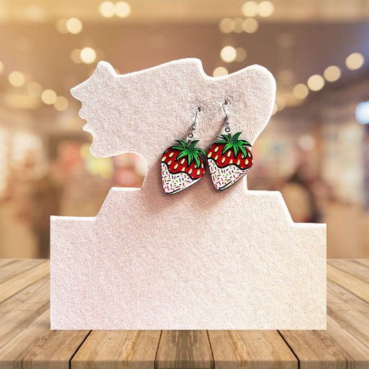 Strawberry Shaped Sublimated Earrings 1.5 inch