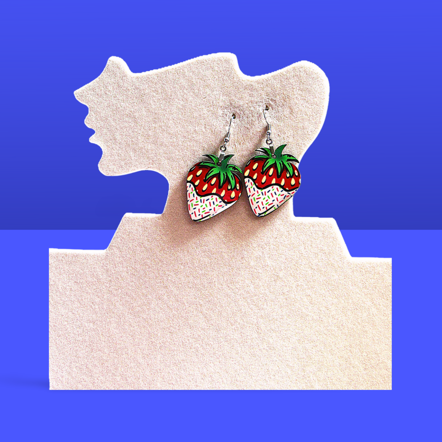 Strawberry Shaped Sublimated Earrings 1.5 inch