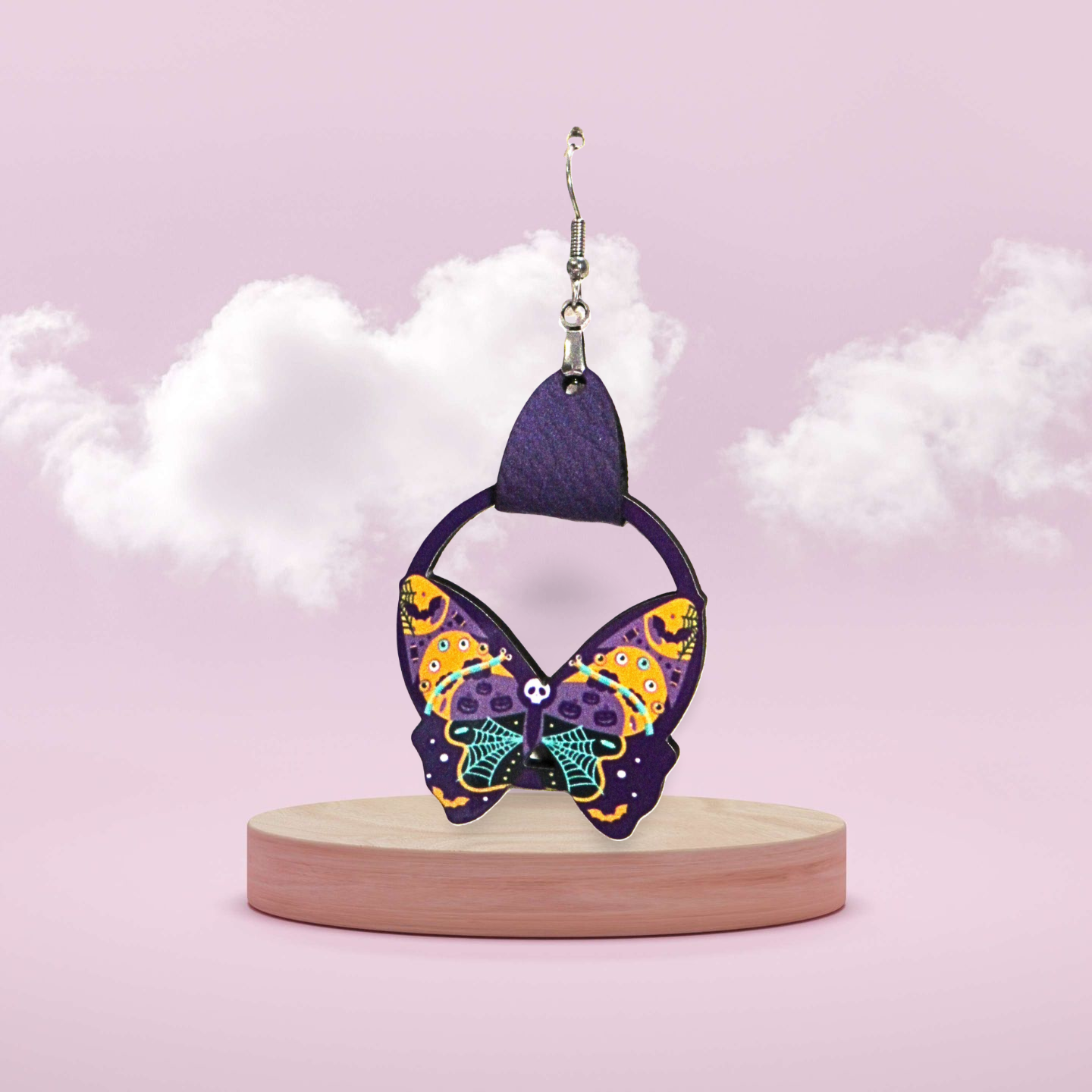 Round Butterfly Shaped Sublimated Earring 1.5 inch