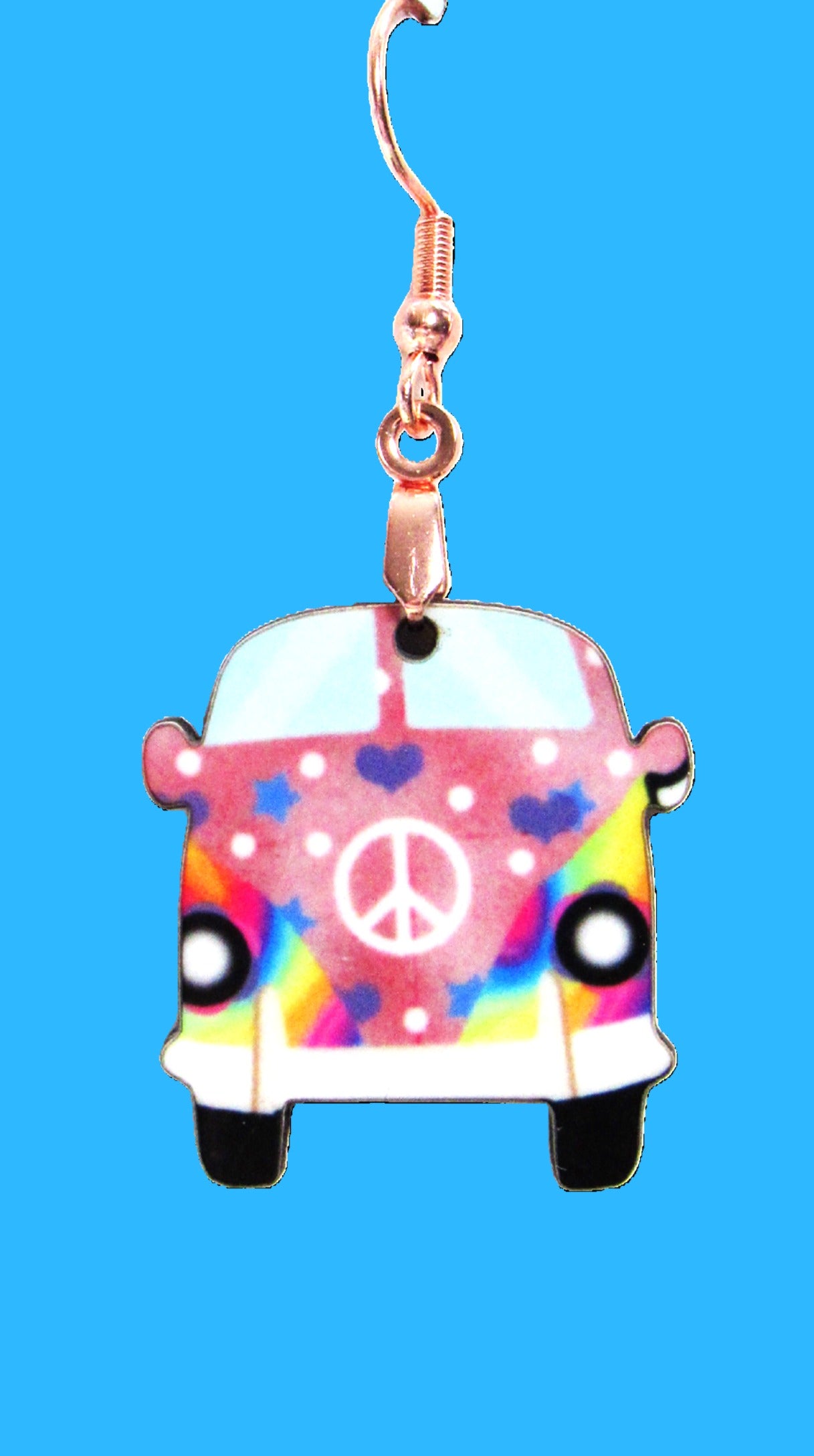 Hippie Van Shaped Sublimated Earrings 1 1/2 inch