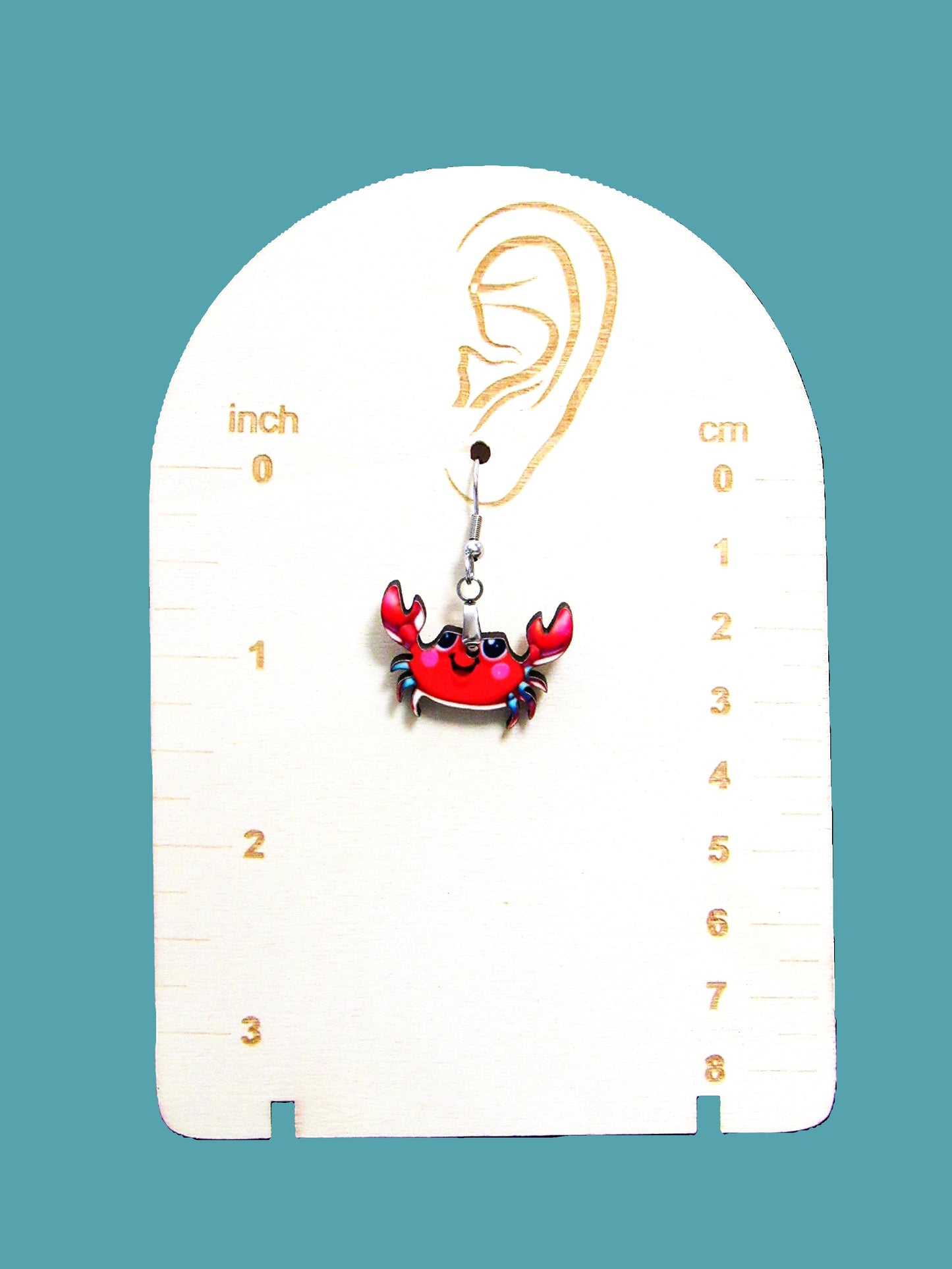 Crab Shaped Sublimated Earrings 1 inch
