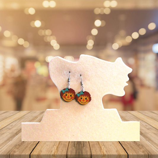 Scarecrow Girl Head Shaped Sublimated Earrings