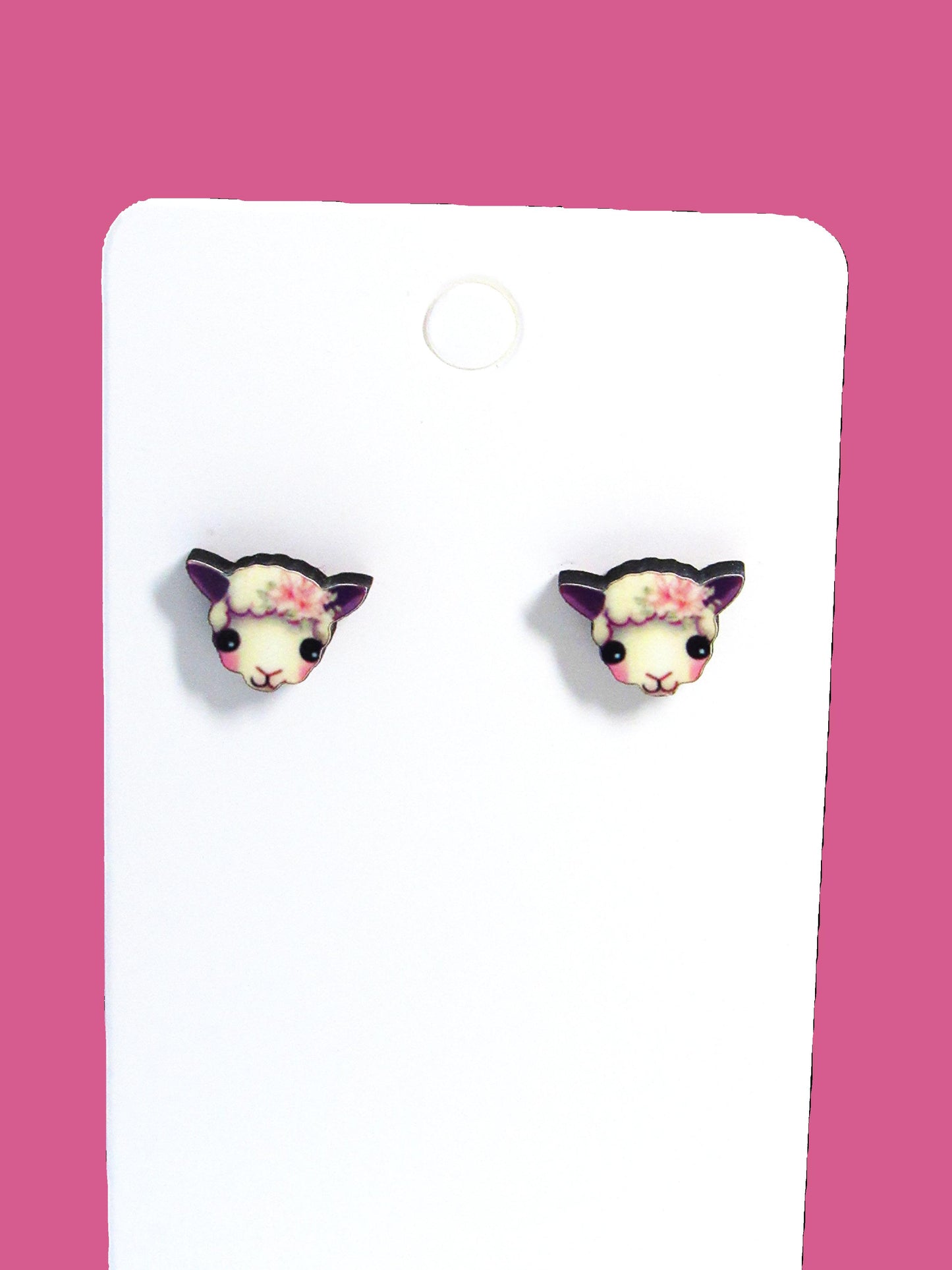 Sheep Head Shaped Stud Earrings Sublimated