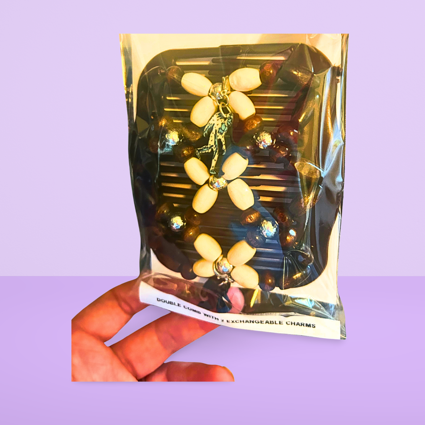 Double Comb Hair Clip With Sublimated Interchangeable Charms