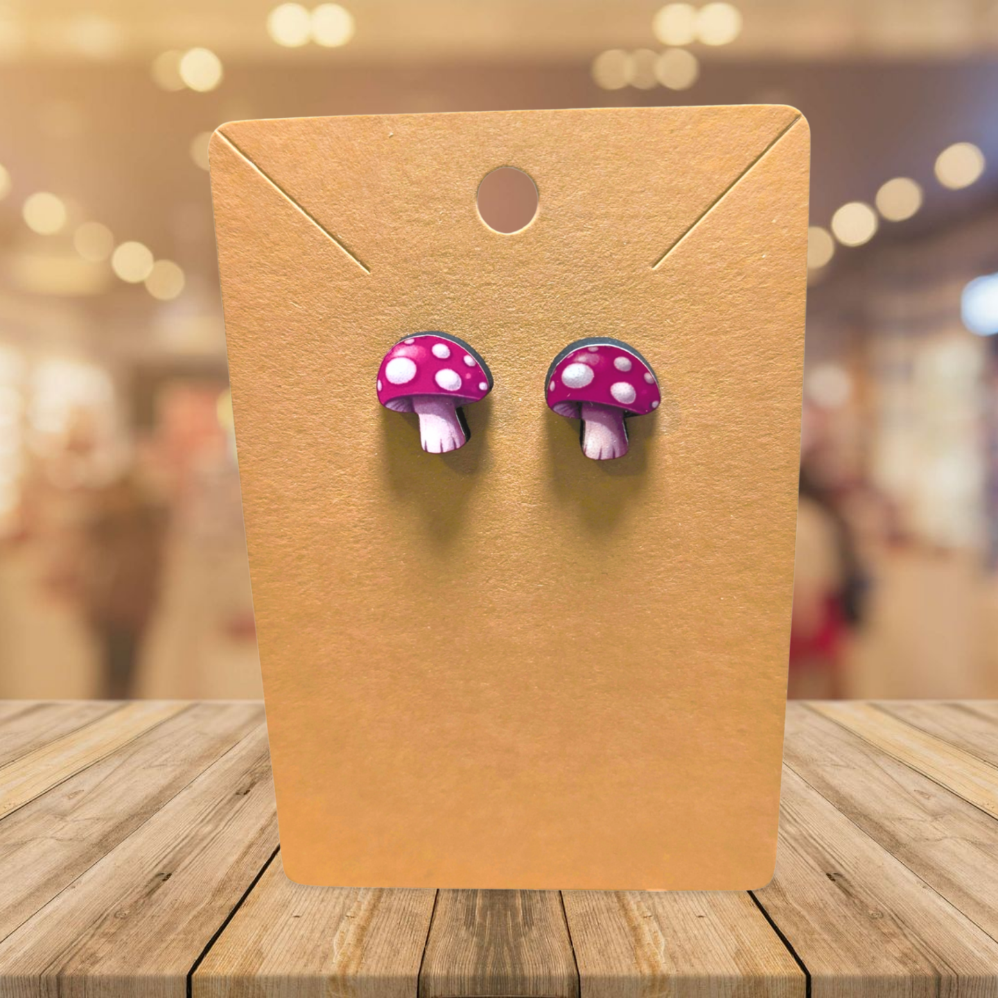 Mushroom Shaped Sublimated Stud Earrings