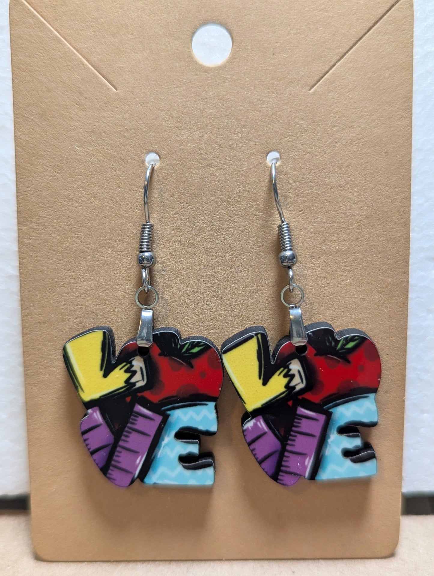 LOVE Shaped Sublimated Earrings 1 inch