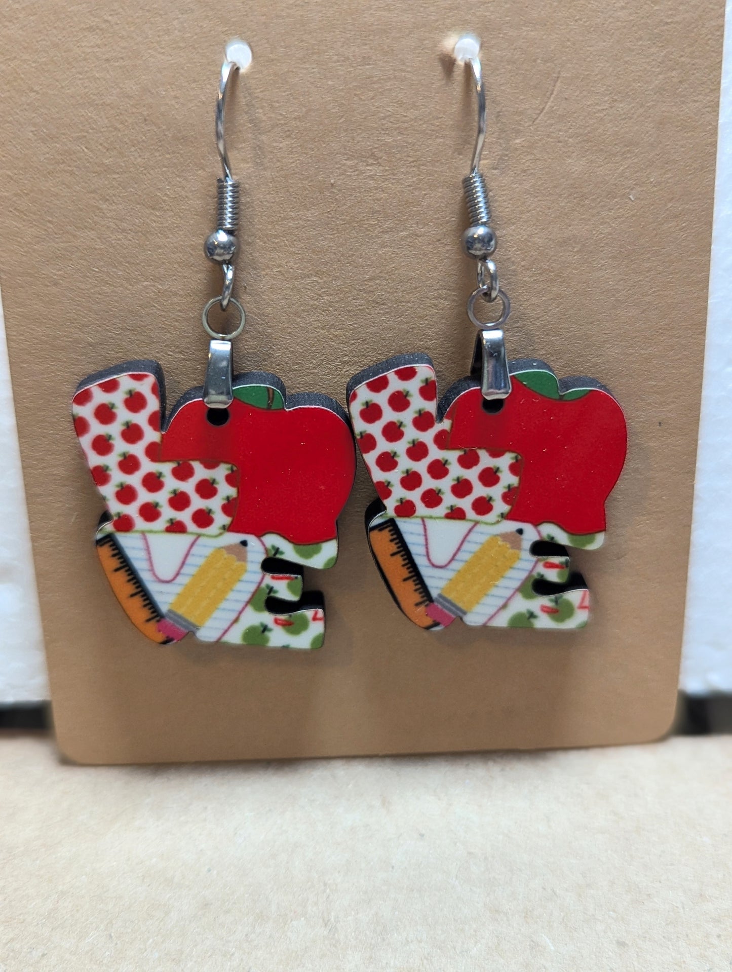 LOVE Shaped Sublimated Earrings 1 inch
