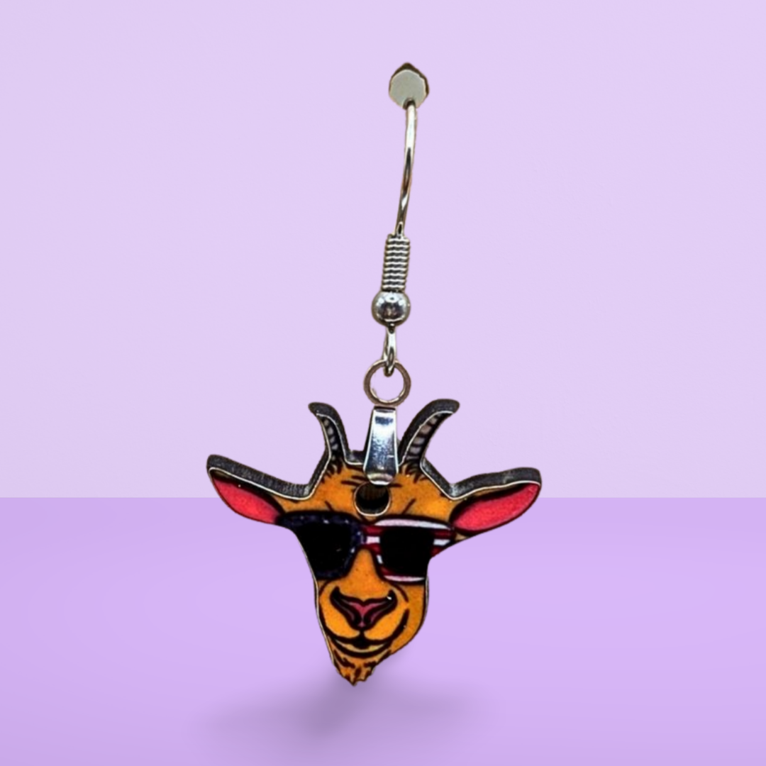 Goat Head Shaped Sublimated Earrings MDF 1 in