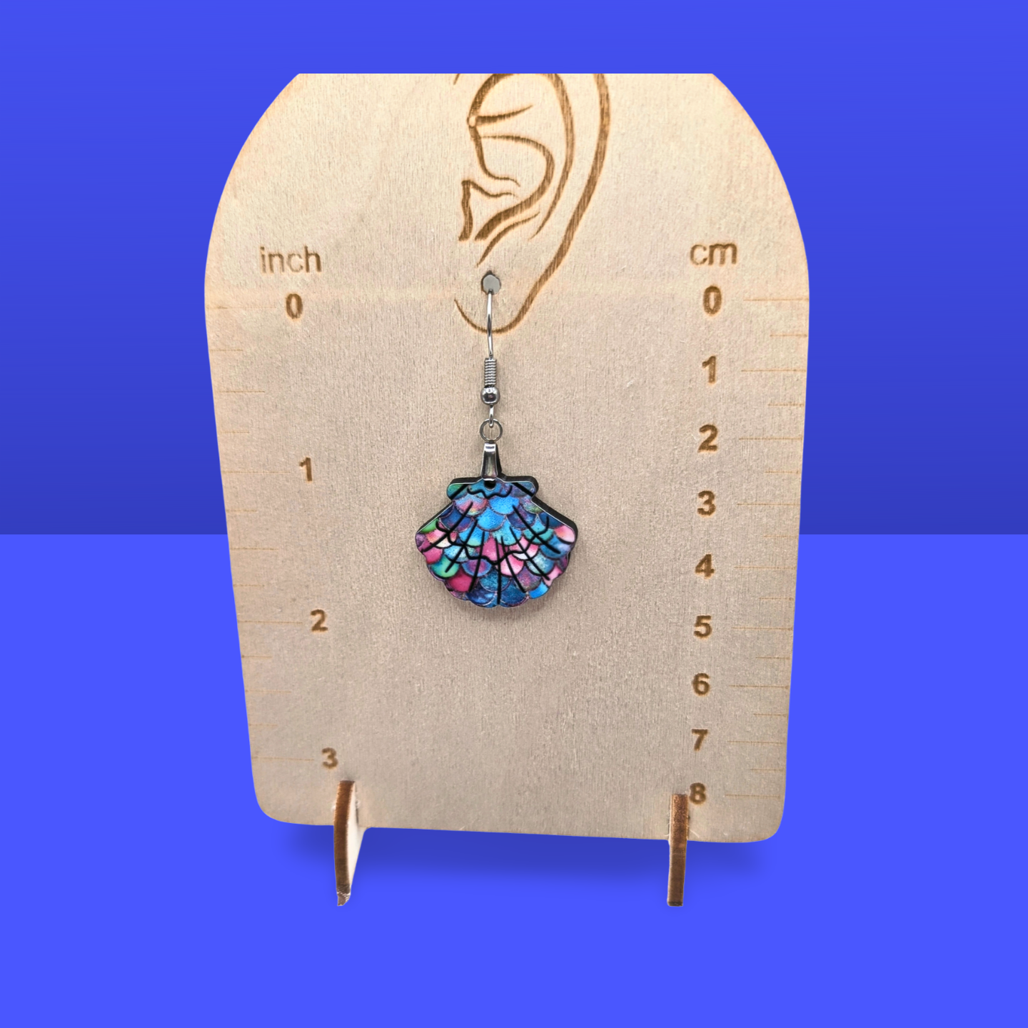 Clam Shell Shaped Sublimated Earrings MDF 1 inch