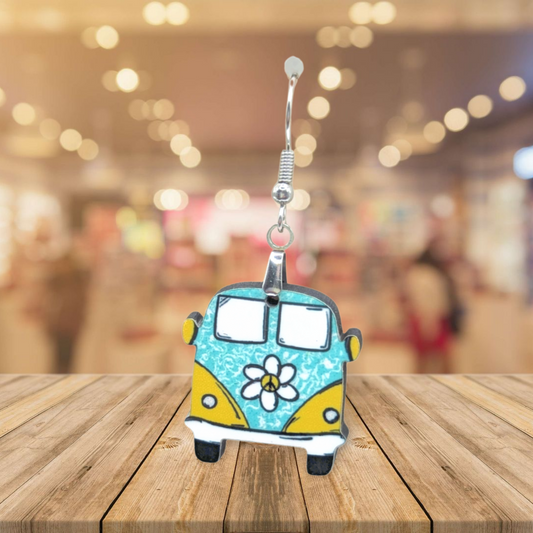 Hippie Van 1 inch Shaped Sublimated Earring