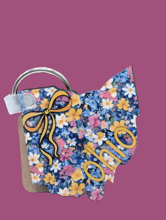 Ohio Shaped Sublimated Keychain MDF