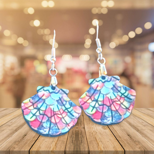 Clam Shell Shaped Sublimated Earrings MDF 1 inch