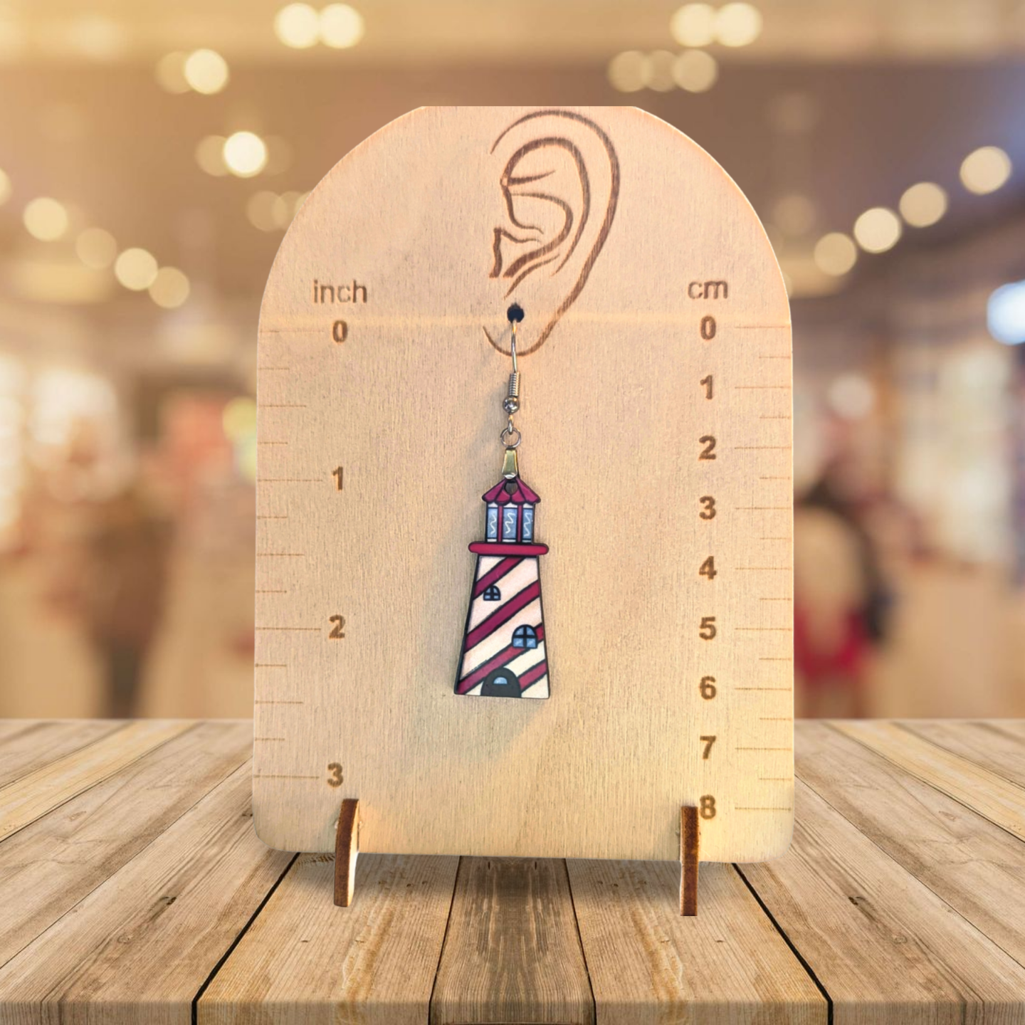 Lighthouse Shaped Sublimated Earrings MDF 1.5 Inch.