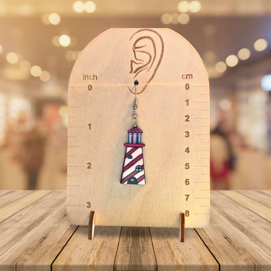 Lighthouse Shaped Sublimated Earrings MDF 1.5 Inch.