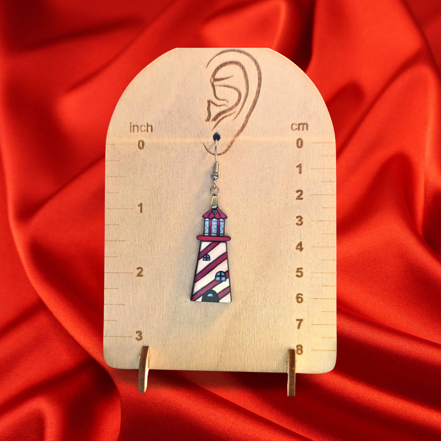 Lighthouse Shaped Sublimated Earrings MDF 1.5 Inch.