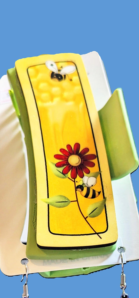 Bee Themed Sublimated Hair Clip MDF