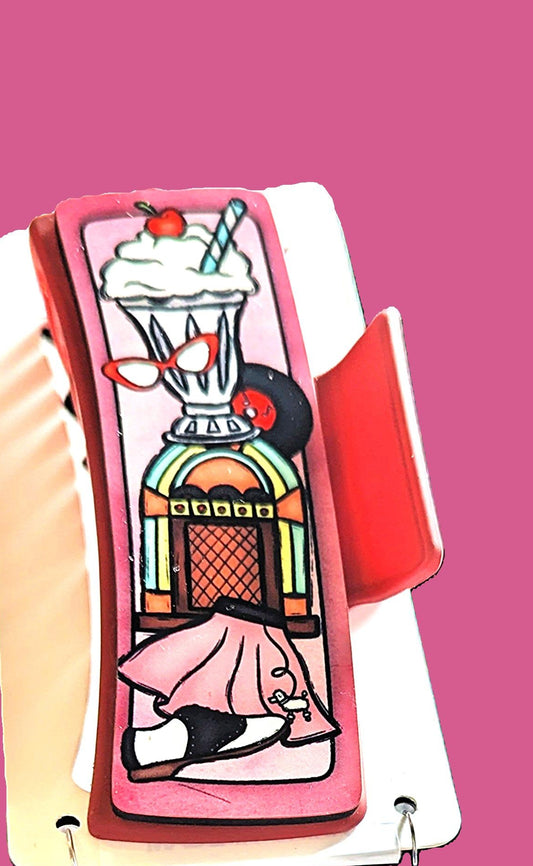 Sock Hop Themed  Sublimated Hair Clip MDF