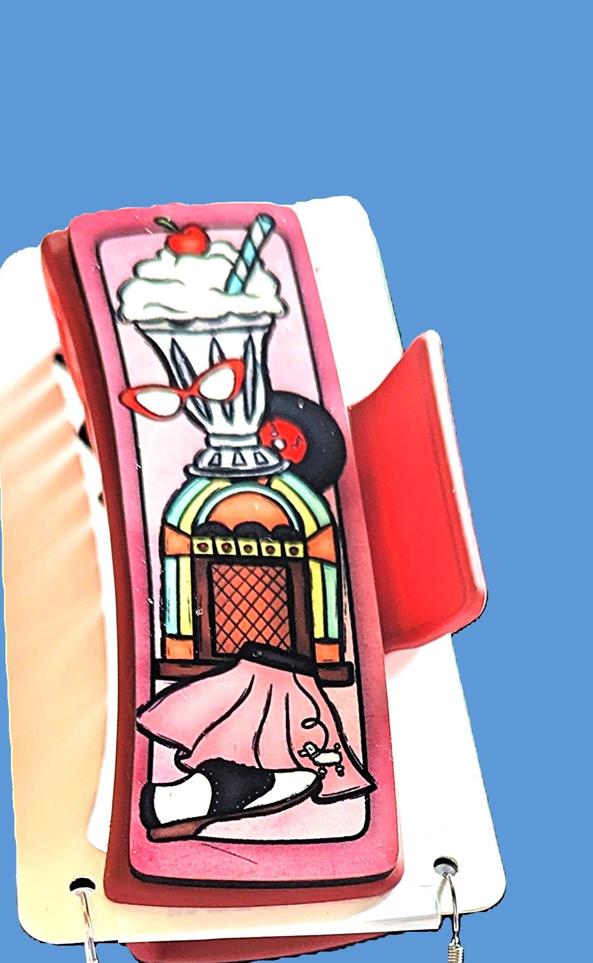 Sock Hop Themed  Sublimated Hair Clip MDF