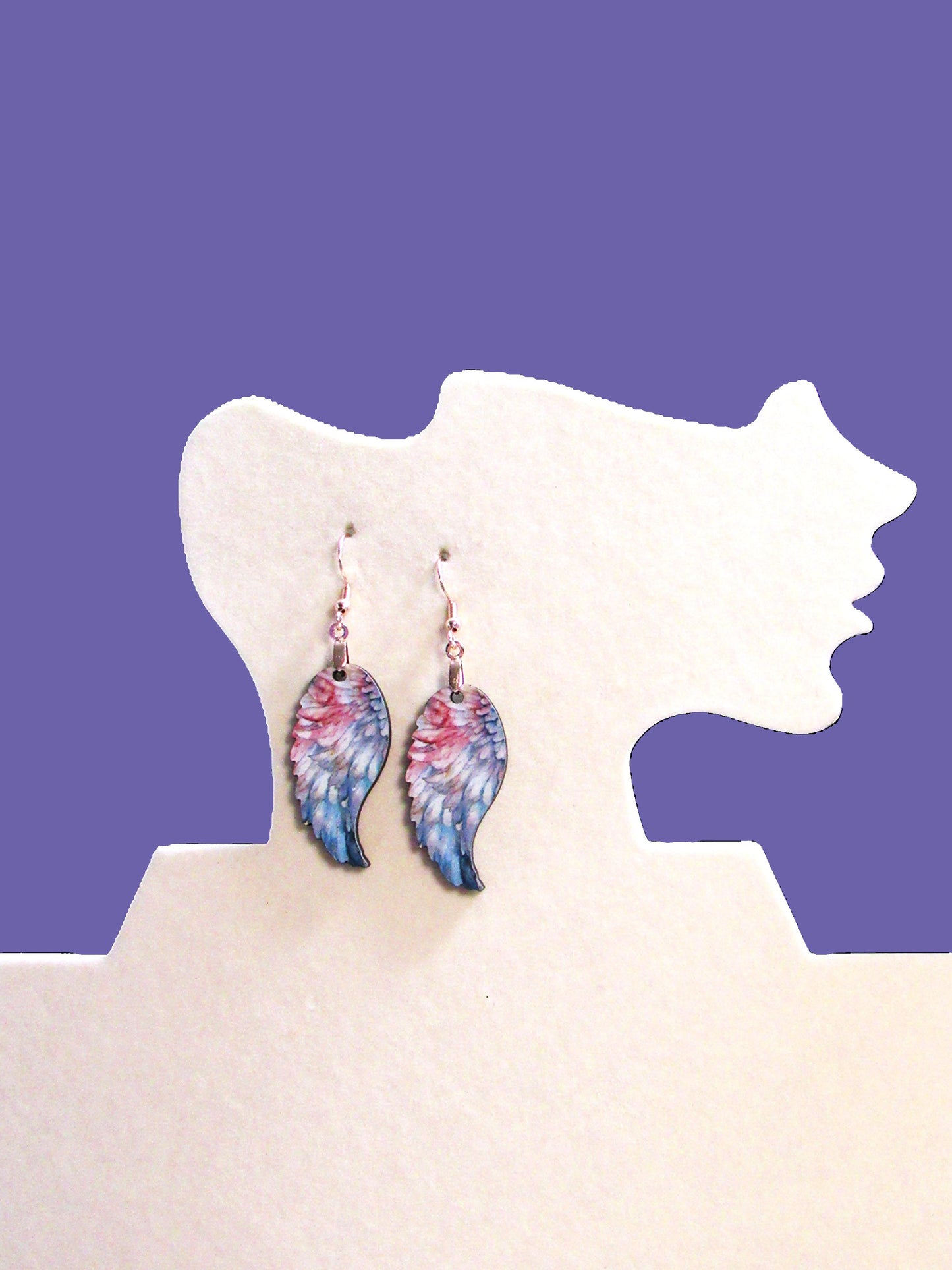 Angel wing shaped sublimated earrings