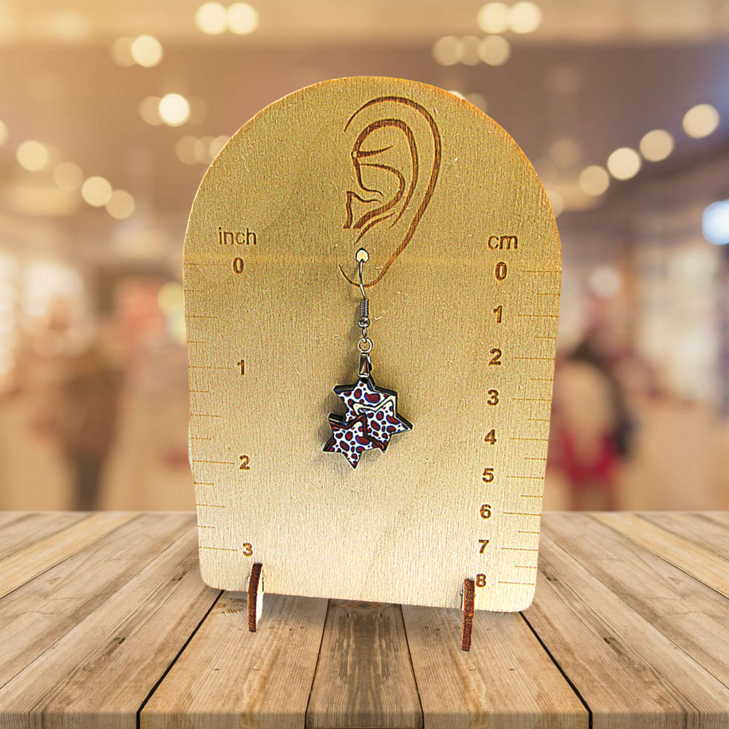 Triple Star Shaped Sublimated Earrings 1 in.