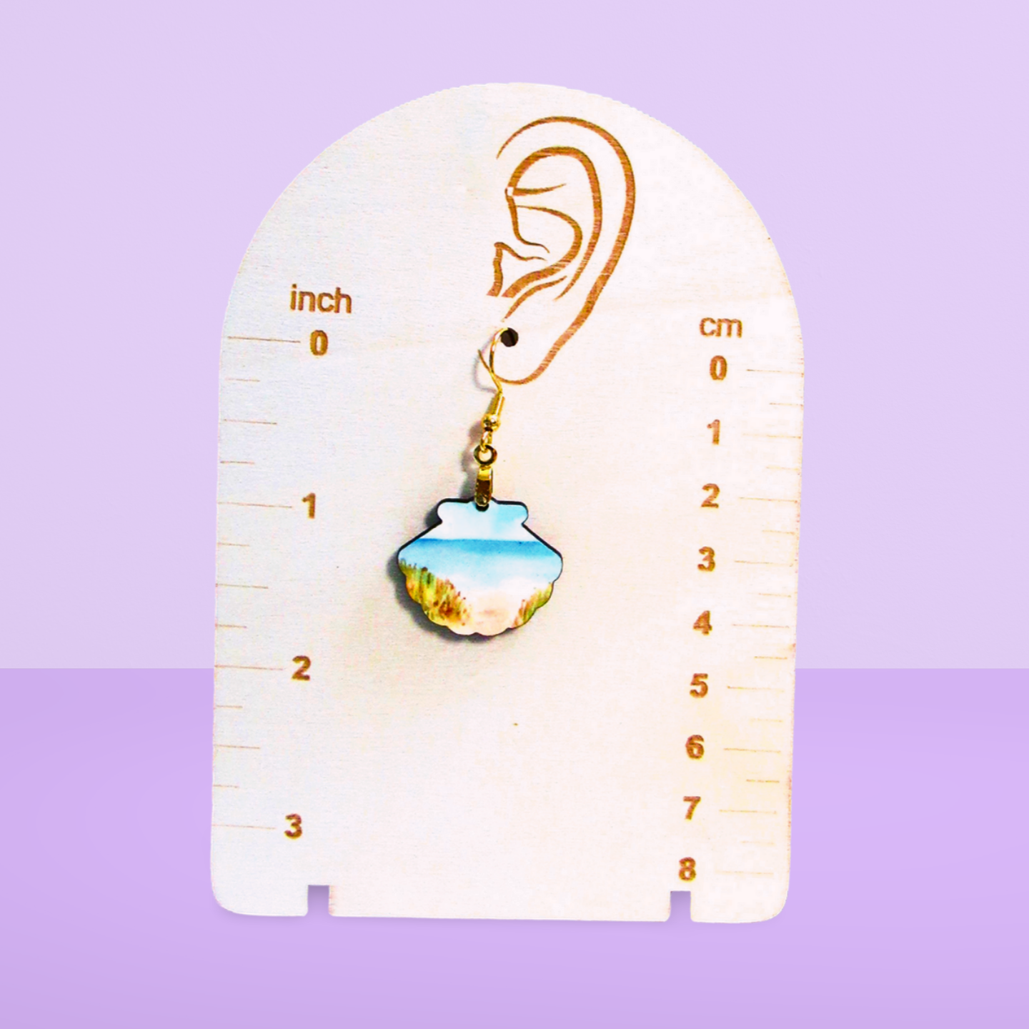 Clam Shell Shaped Sublimated Earrings MDF 1 inch