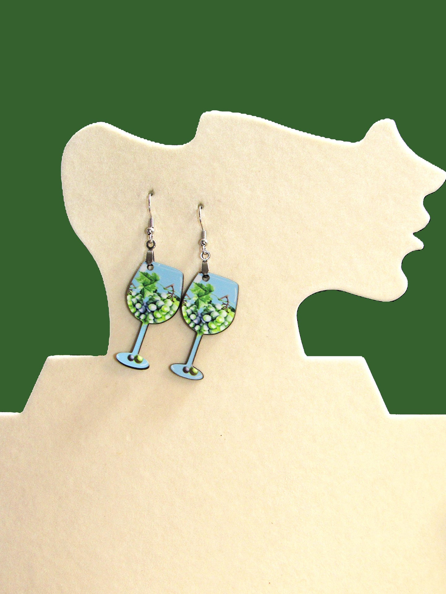 Wine Glass Shaped Sublimated Earrings