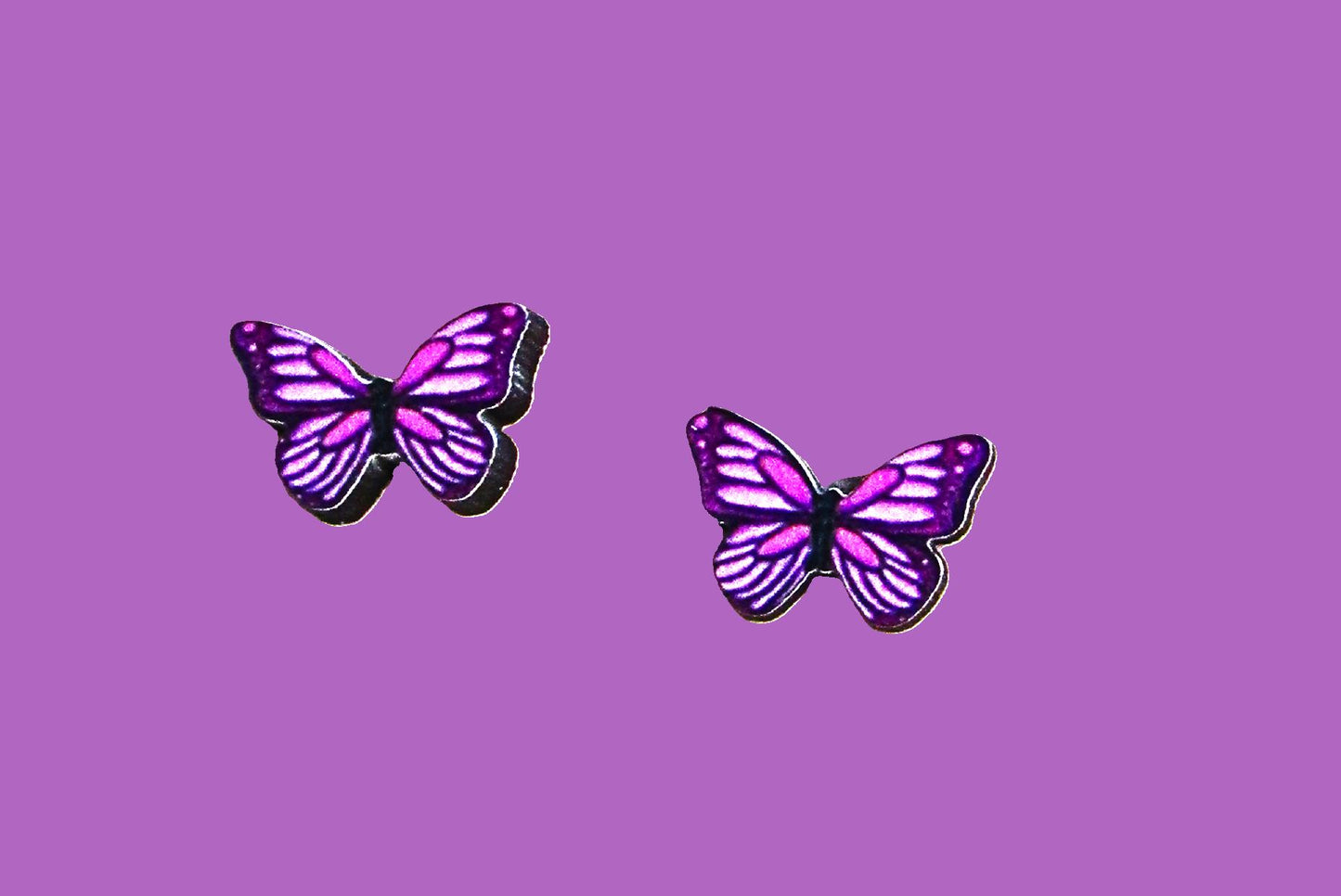 Open Butterfly Shaped Sublimated Stud Earrings