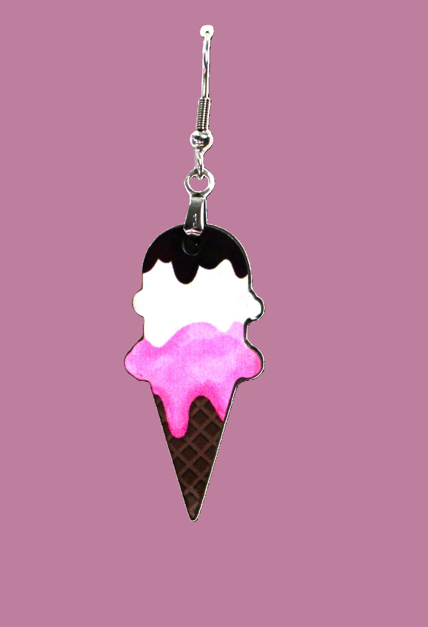 Ice Cream Cone Shaped Sublimated  Earrings
