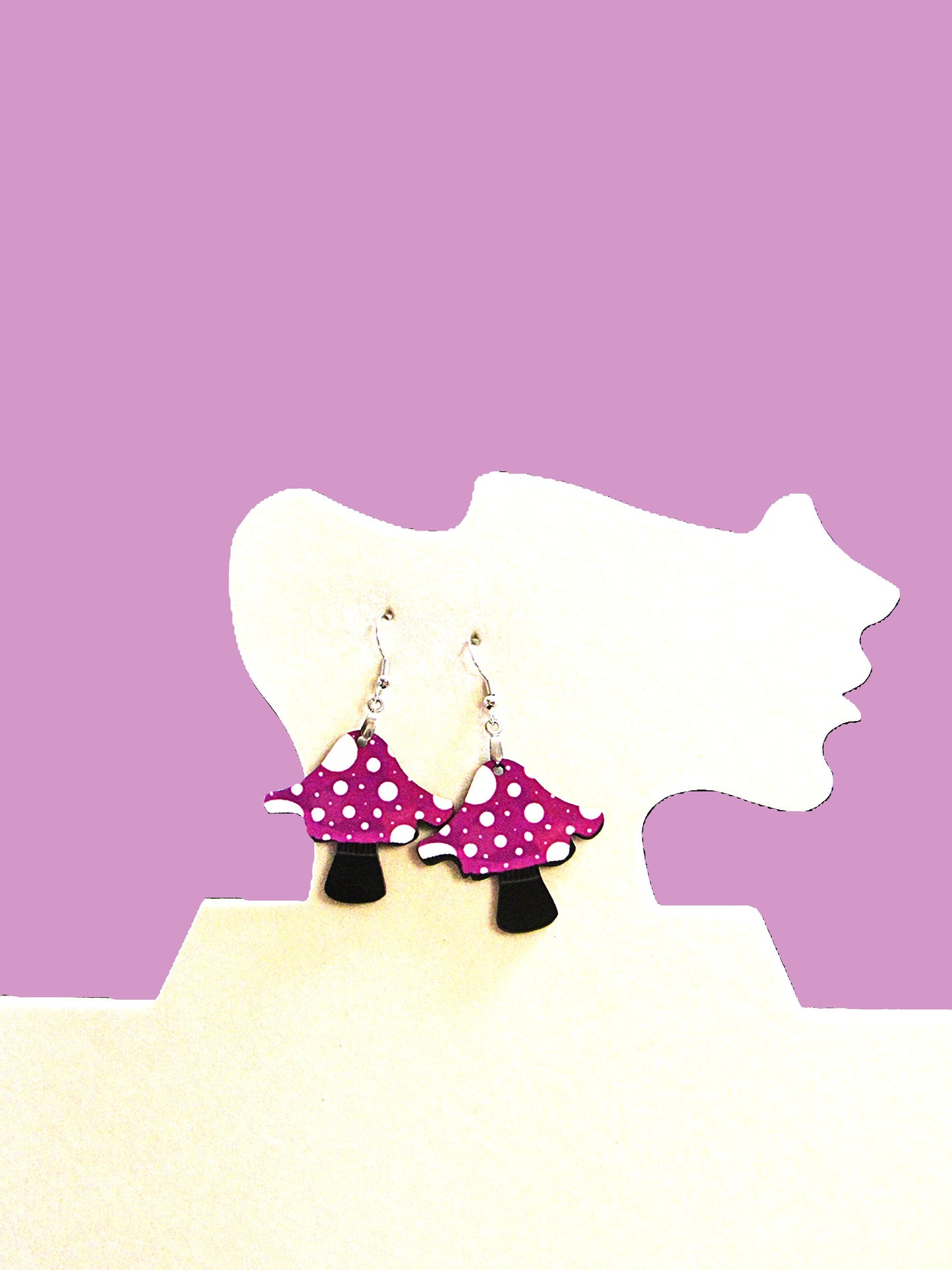 Distressed Mushroom Shaped Sublimated Earring 1.5 inch