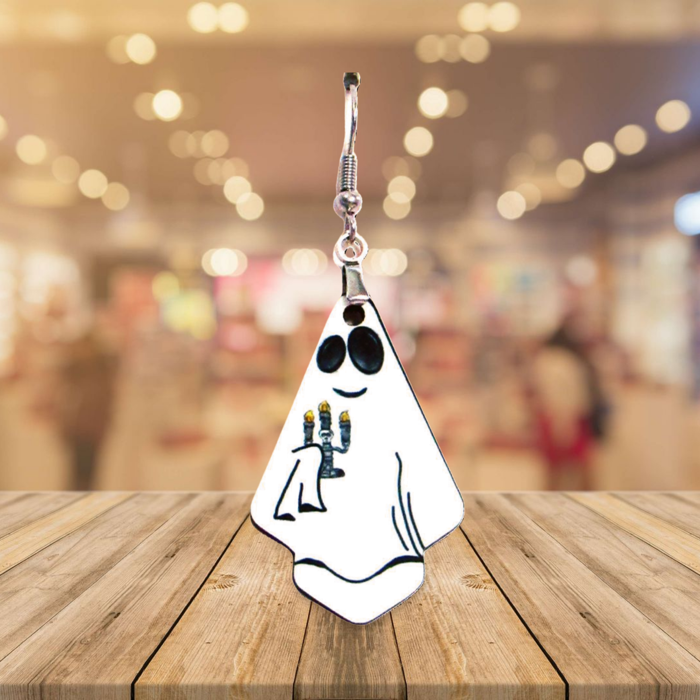 Ghost Fan Shaped Sublimated Earrings 1.5 inch