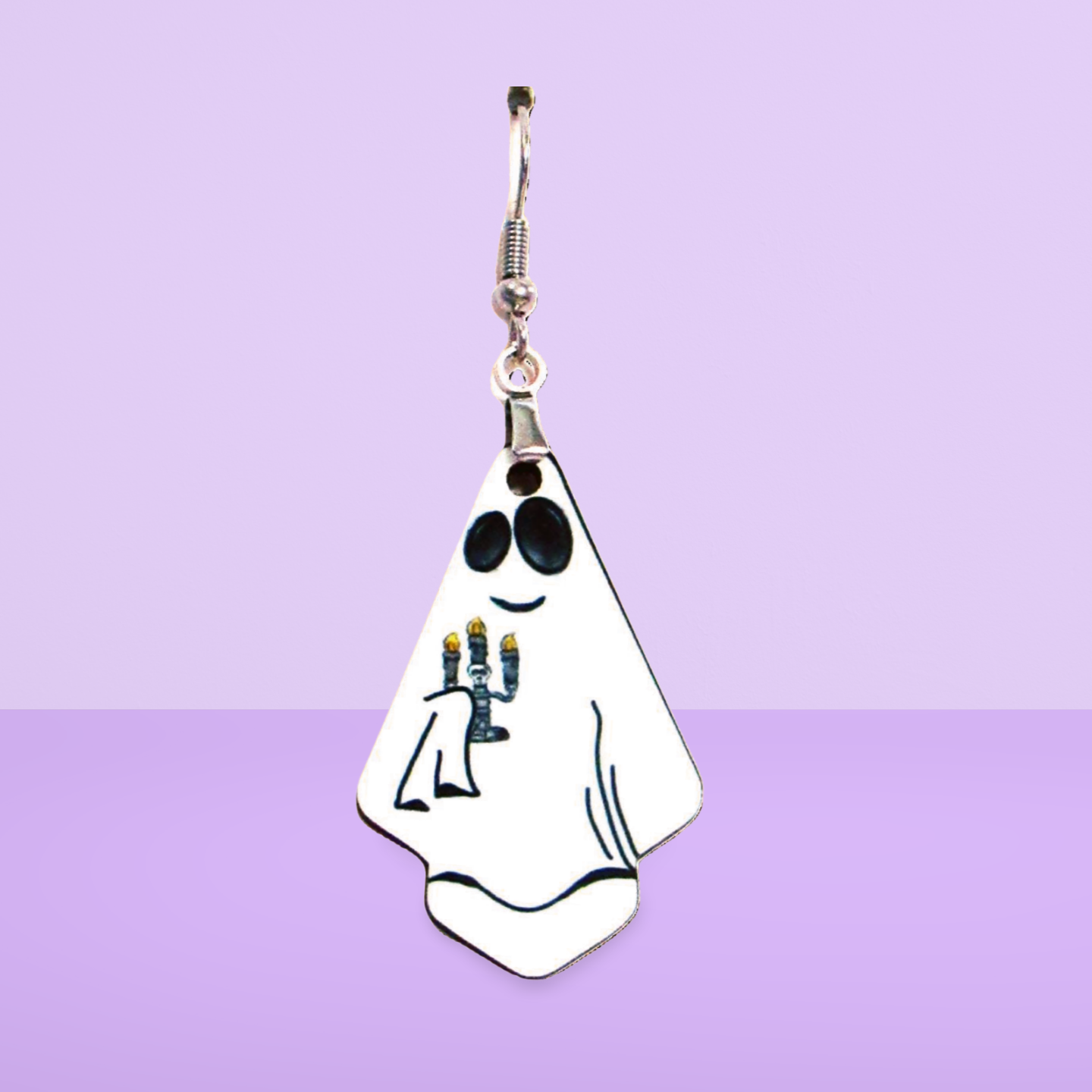 Ghost Fan Shaped Sublimated Earrings 1.5 inch