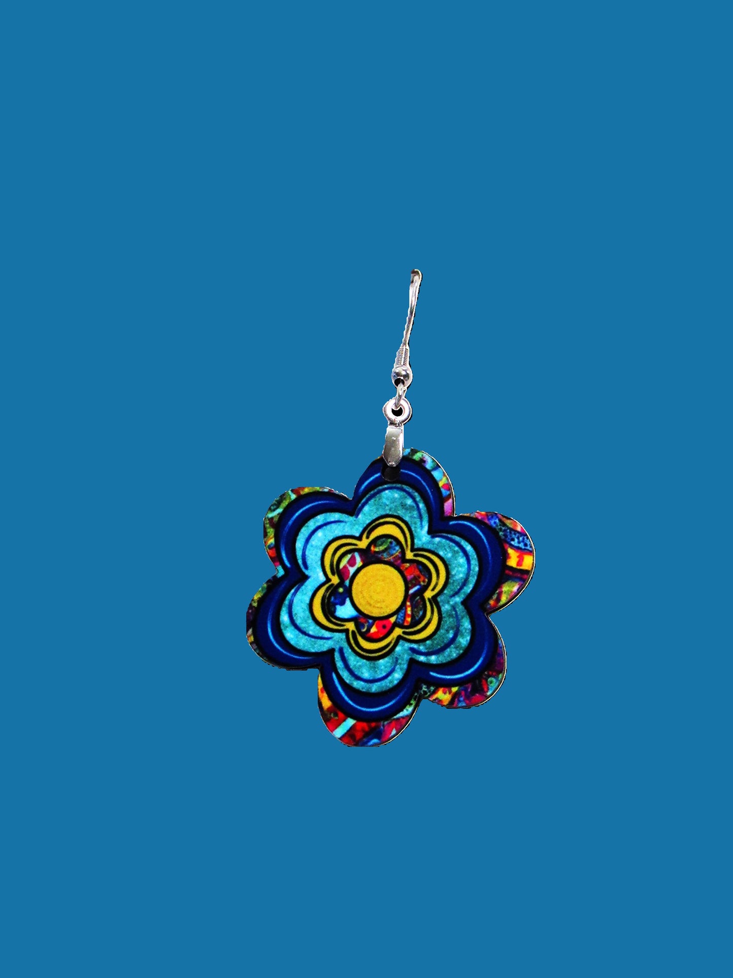 Chubby Flower Retro Hippi Swirl Sublimated Earrings