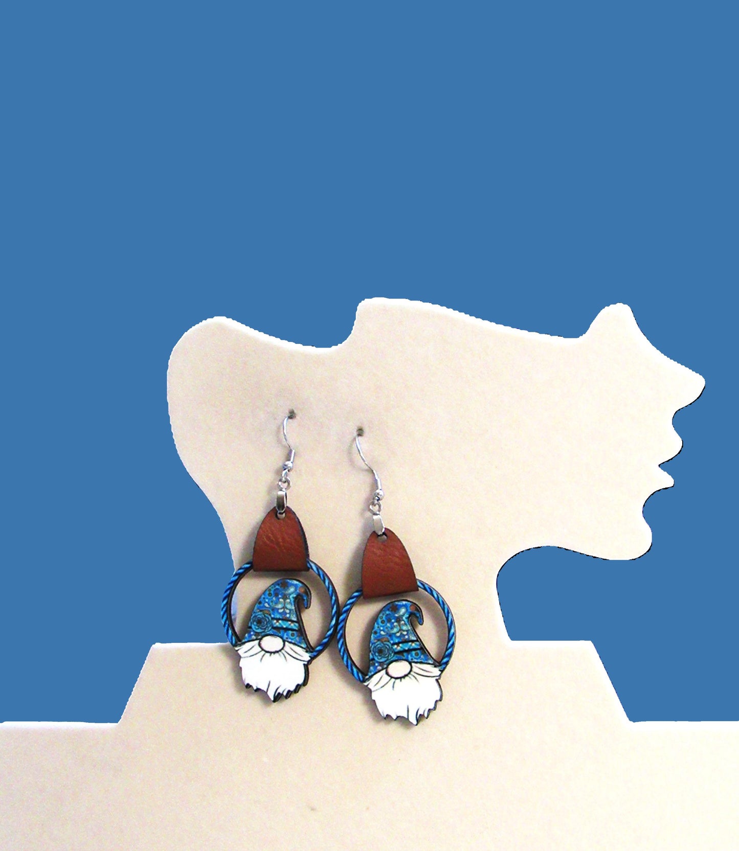 Round Gnome Shaped Sublimated Earrings