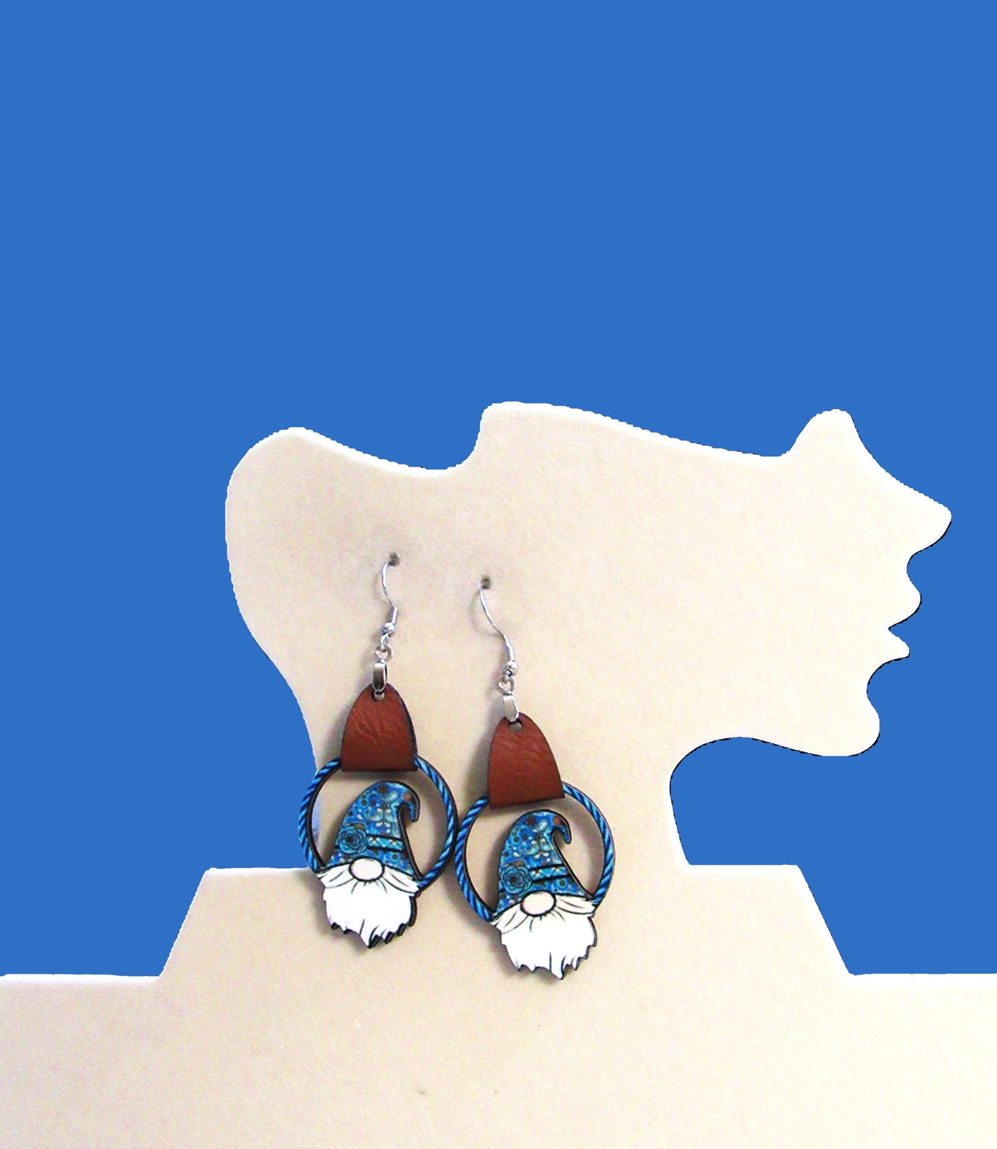 Round Gnome Shaped Sublimated Earrings