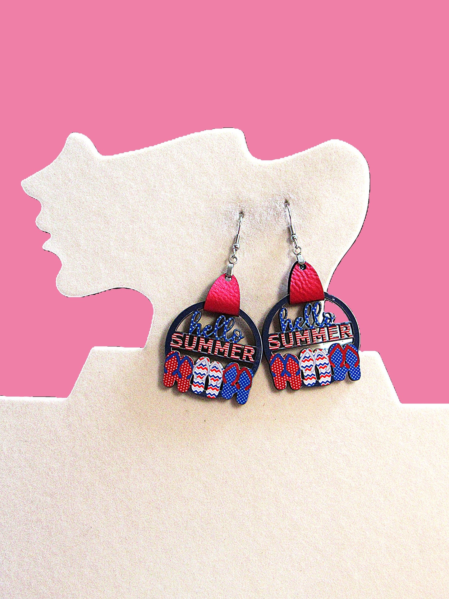 Round Hello Summer Shaped Sublimated Earrings