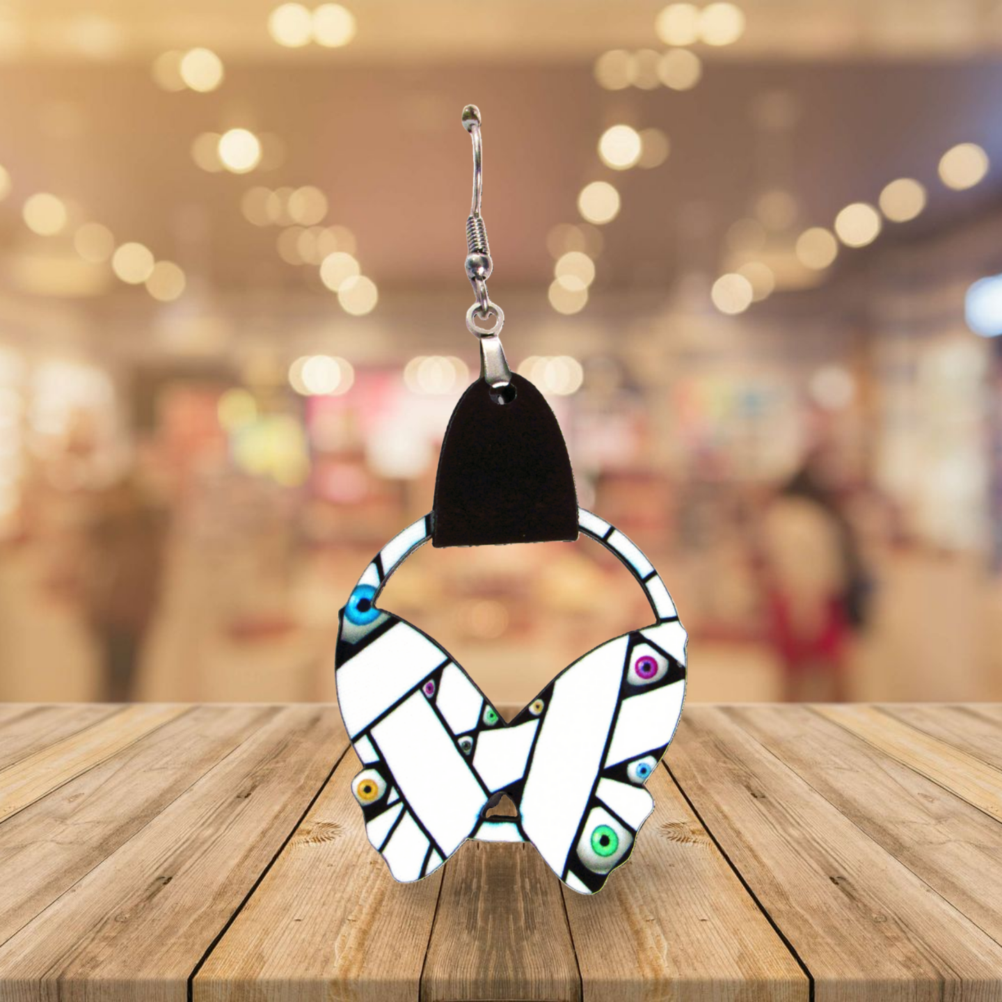 Round Butterfly Shaped Sublimated Earring 1.5 inch