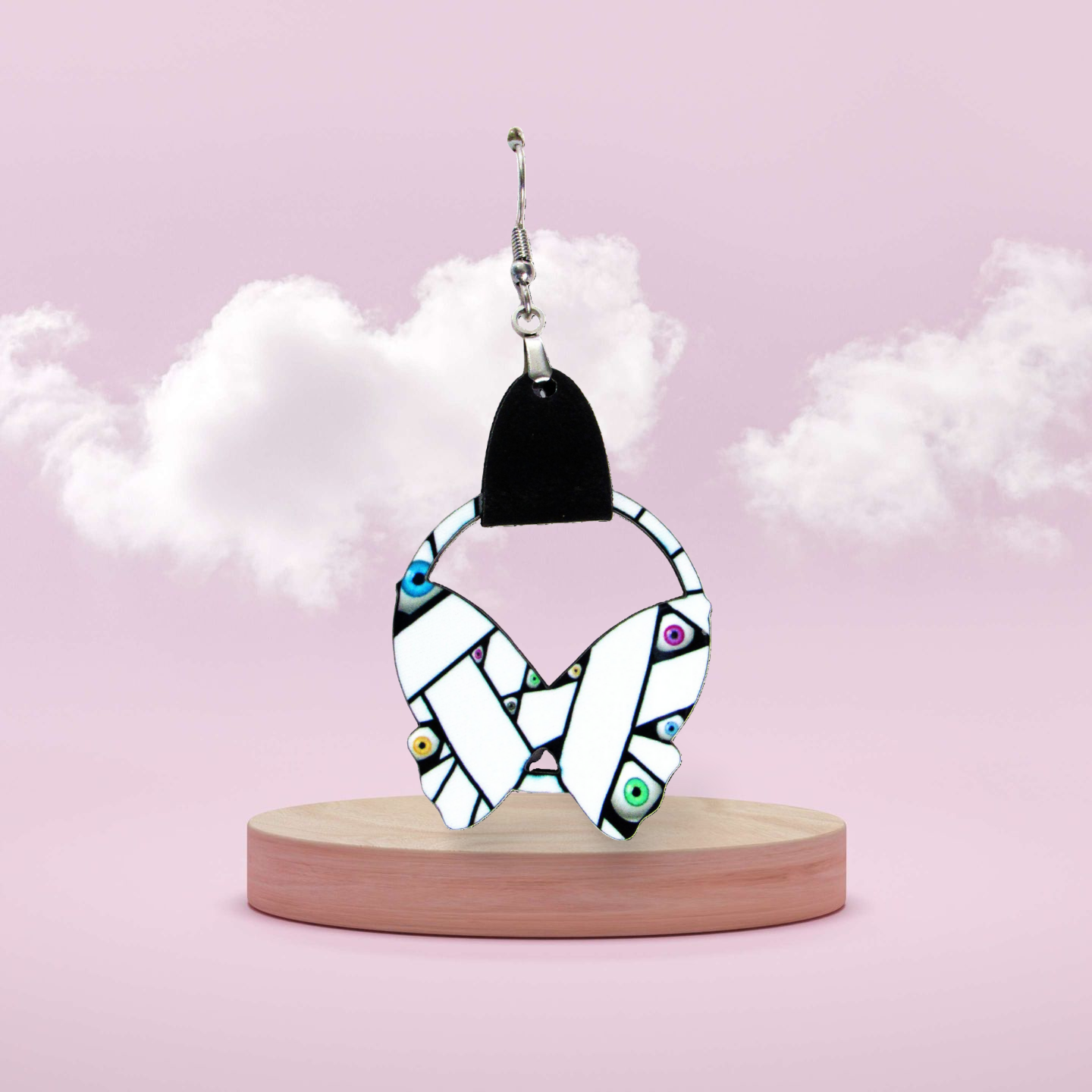 Round Butterfly Shaped Sublimated Earring 1.5 inch