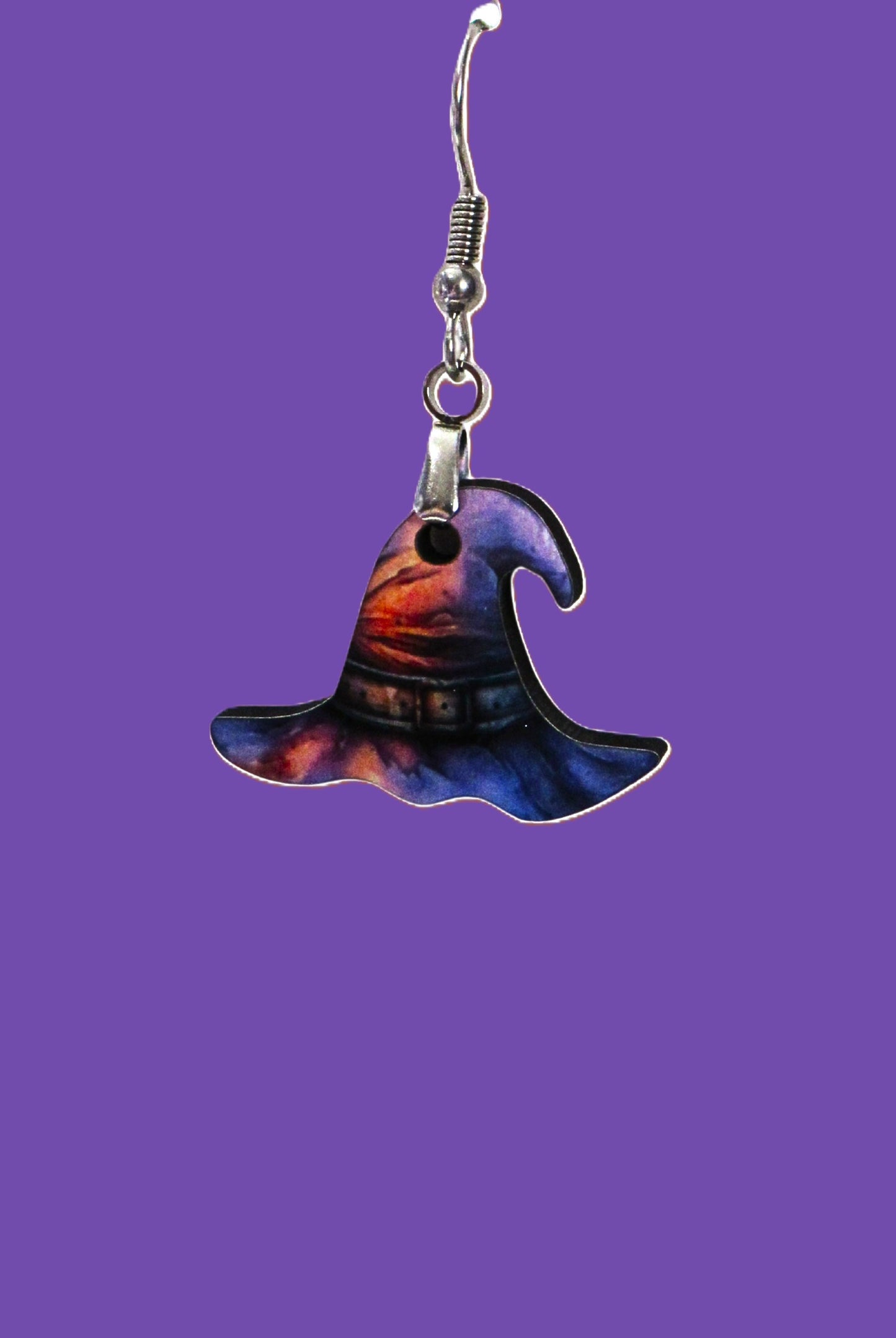 Witch Hat Shaped Sublimated Earrings 1.5 inches
