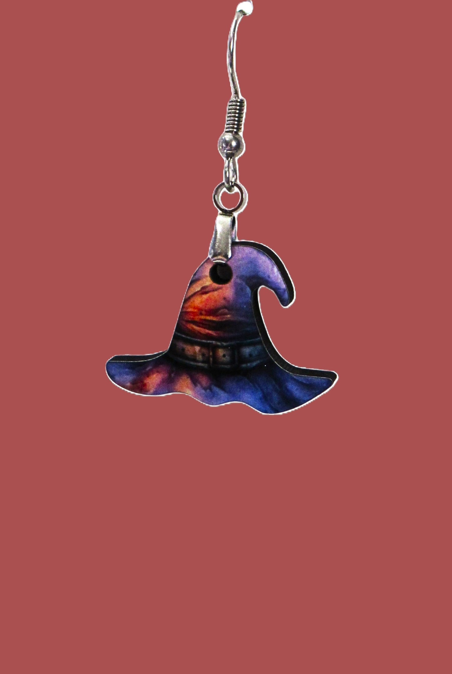Witch Hat Shaped Sublimated Earrings 1.5 inches