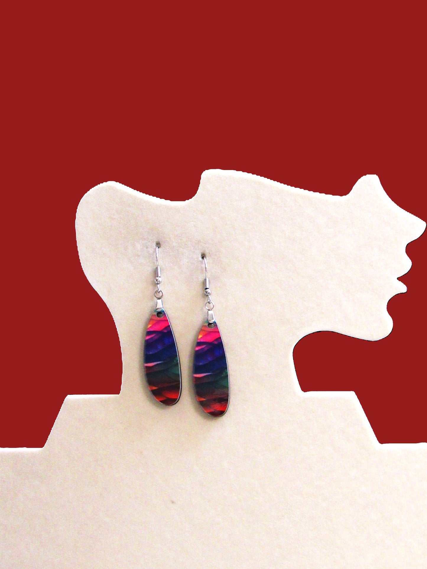Boho Oval Bar Shaped Sublimated Earrings