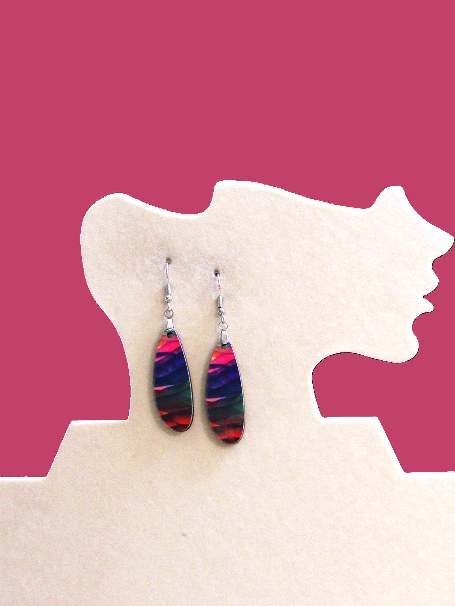 Boho Oval Bar Shaped Sublimated Earrings