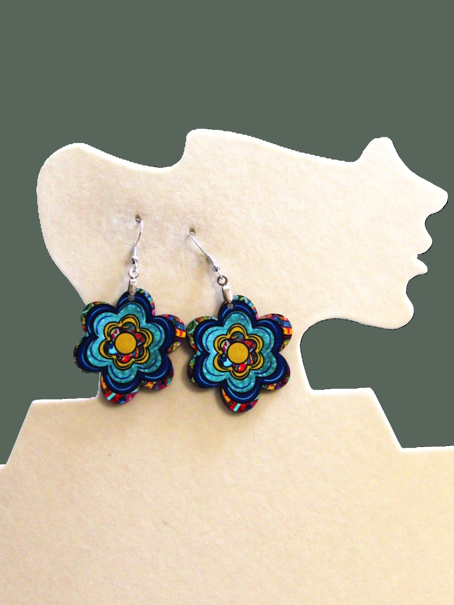 Chubby Flower Retro Hippi Swirl Sublimated Earrings