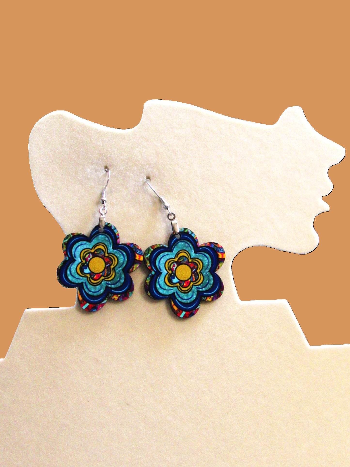Chubby Flower Retro Hippi Swirl Sublimated Earrings
