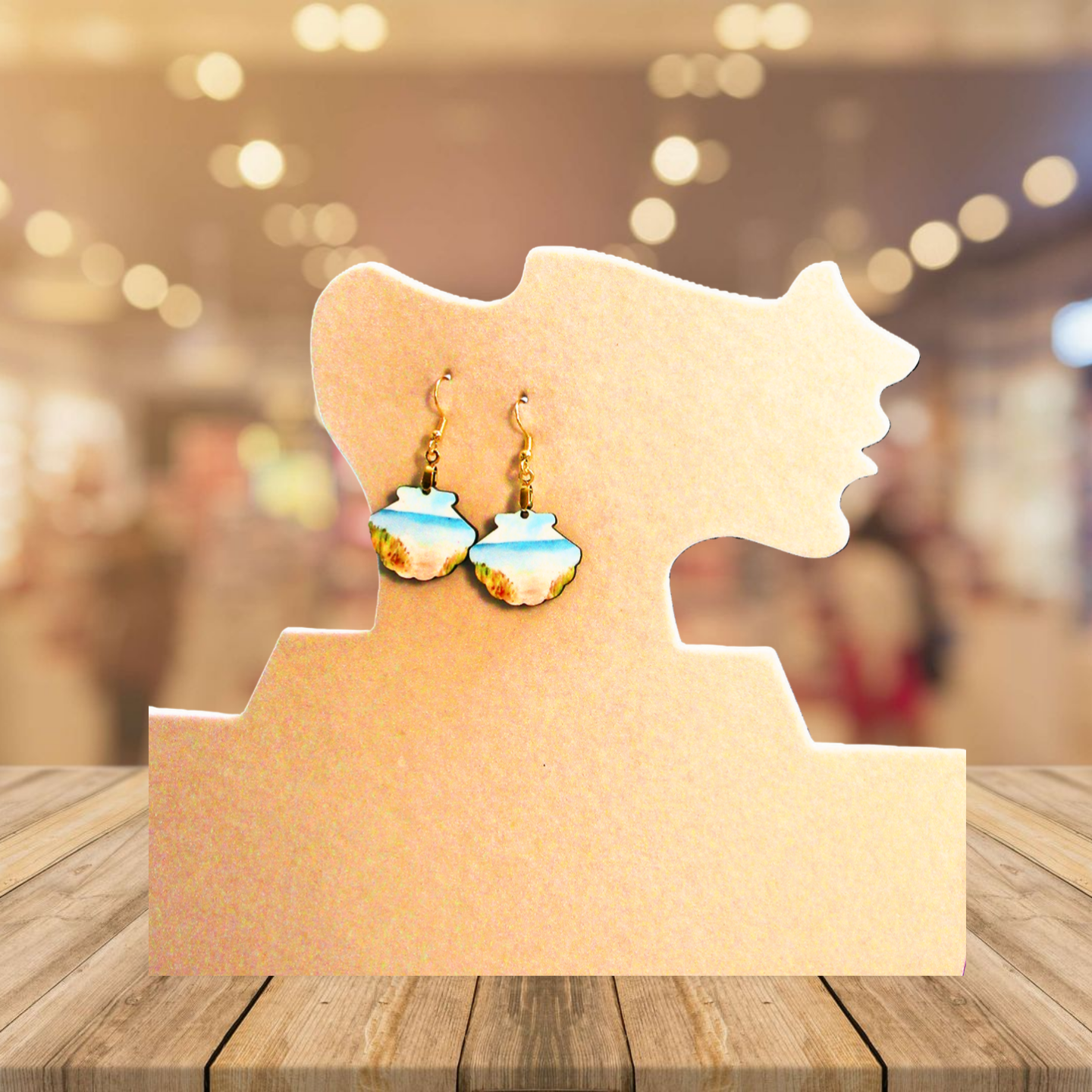 Clam Shell Shaped Sublimated Earrings MDF 1 inch