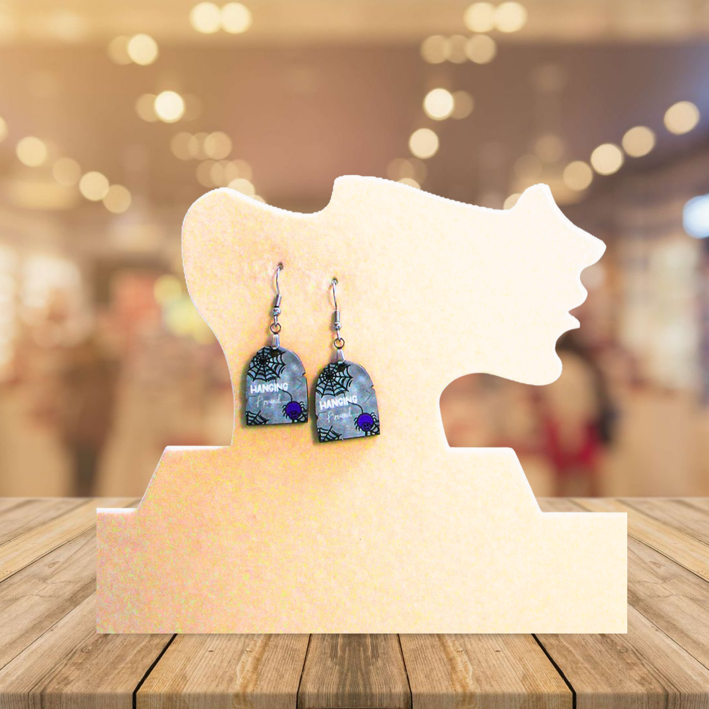 Grave Stone Shaped Sublimated Earrings 1 inch
