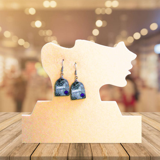 Grave Stone Shaped Sublimated Earrings 1 inch